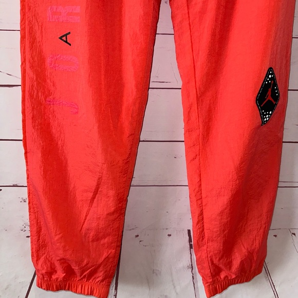 NIKE AIR JORDAN size M Nylon sweatpants orange like new! - Picture 6 of 14